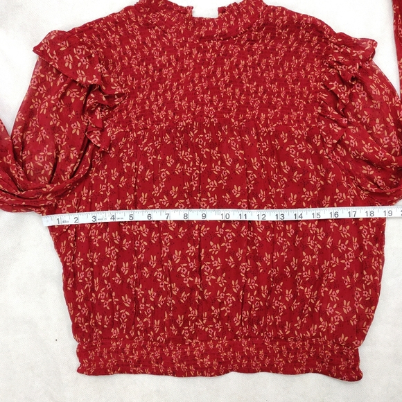 Free People Blouse Roma Red Floral Print Small - Picture 12 of 16